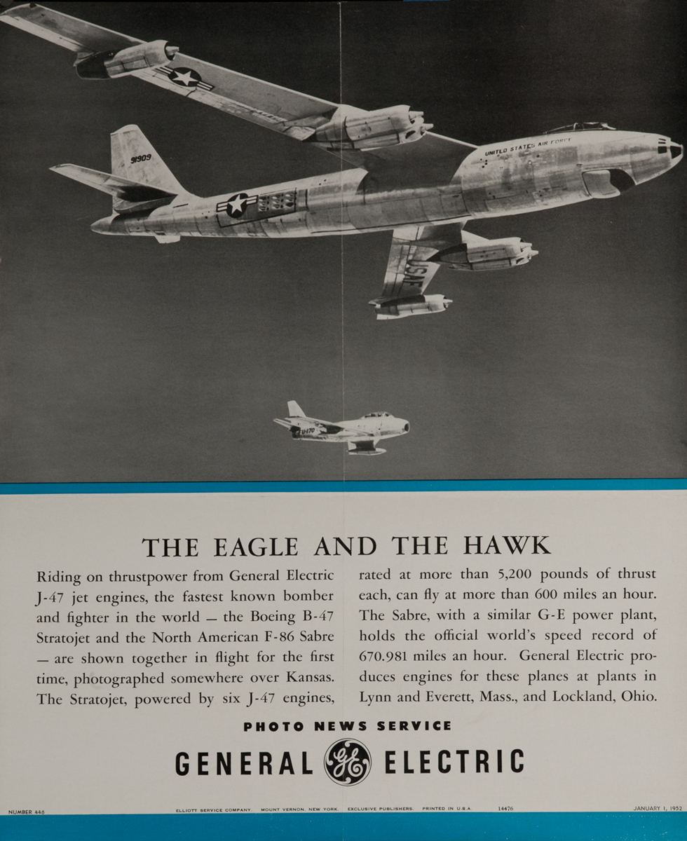 The Eagle and the Hawk, Original Korean War Era General Electric Promotional Poster