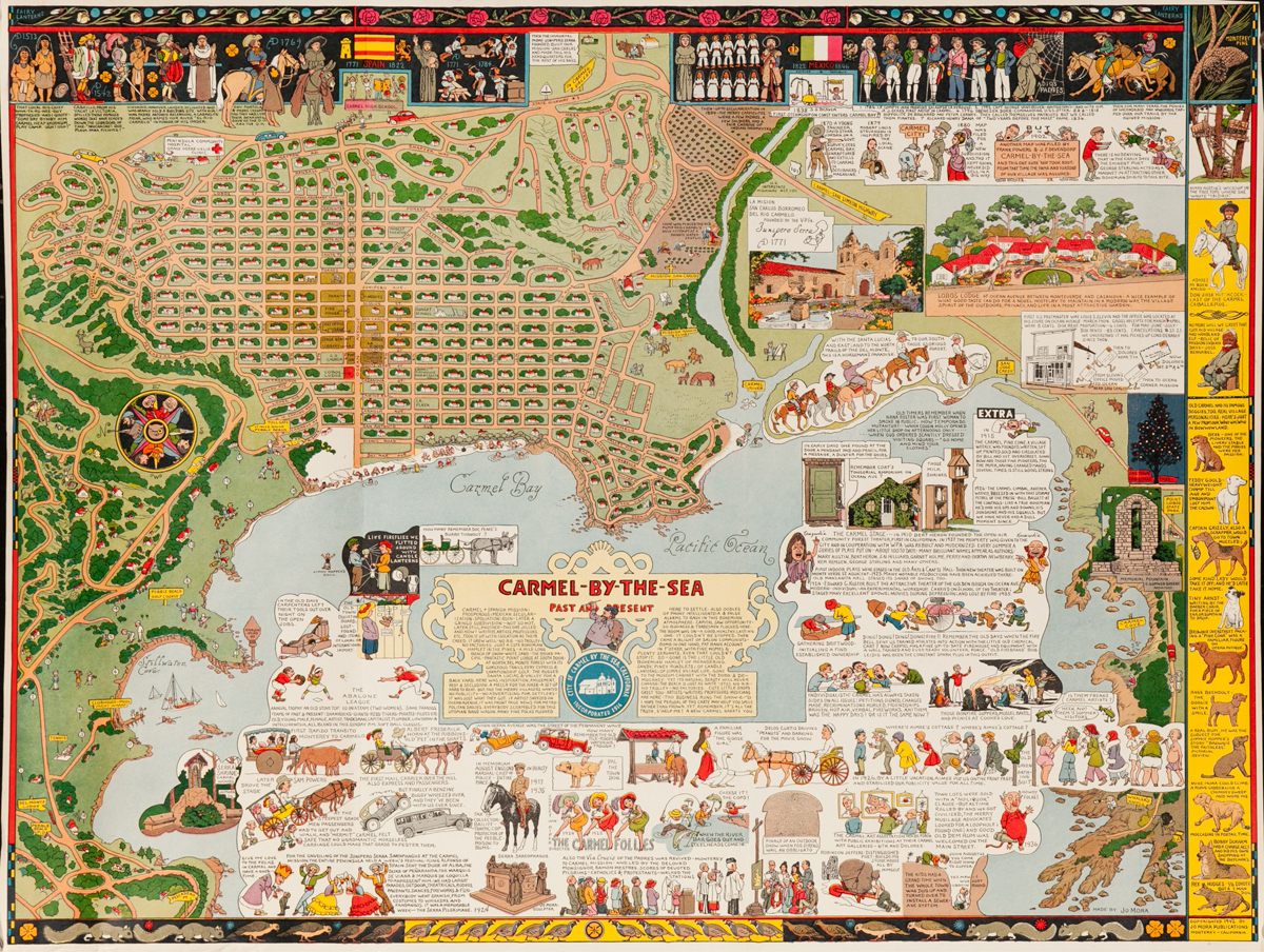 Carmel by the Sea, Past and Present, Original Souvenir Map Poster 