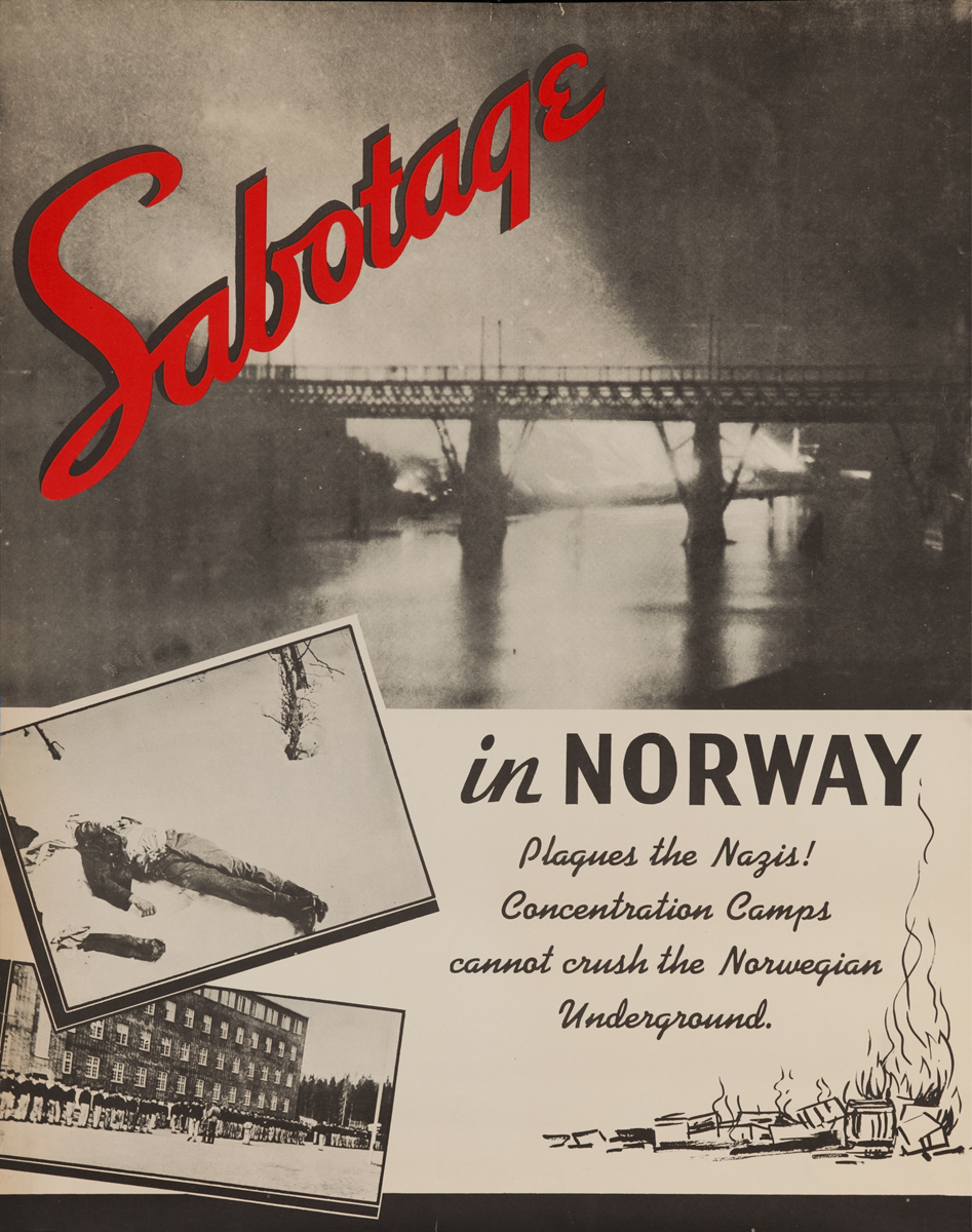Sabotage in Norway Plagues the Nazis, Original WWII Poster