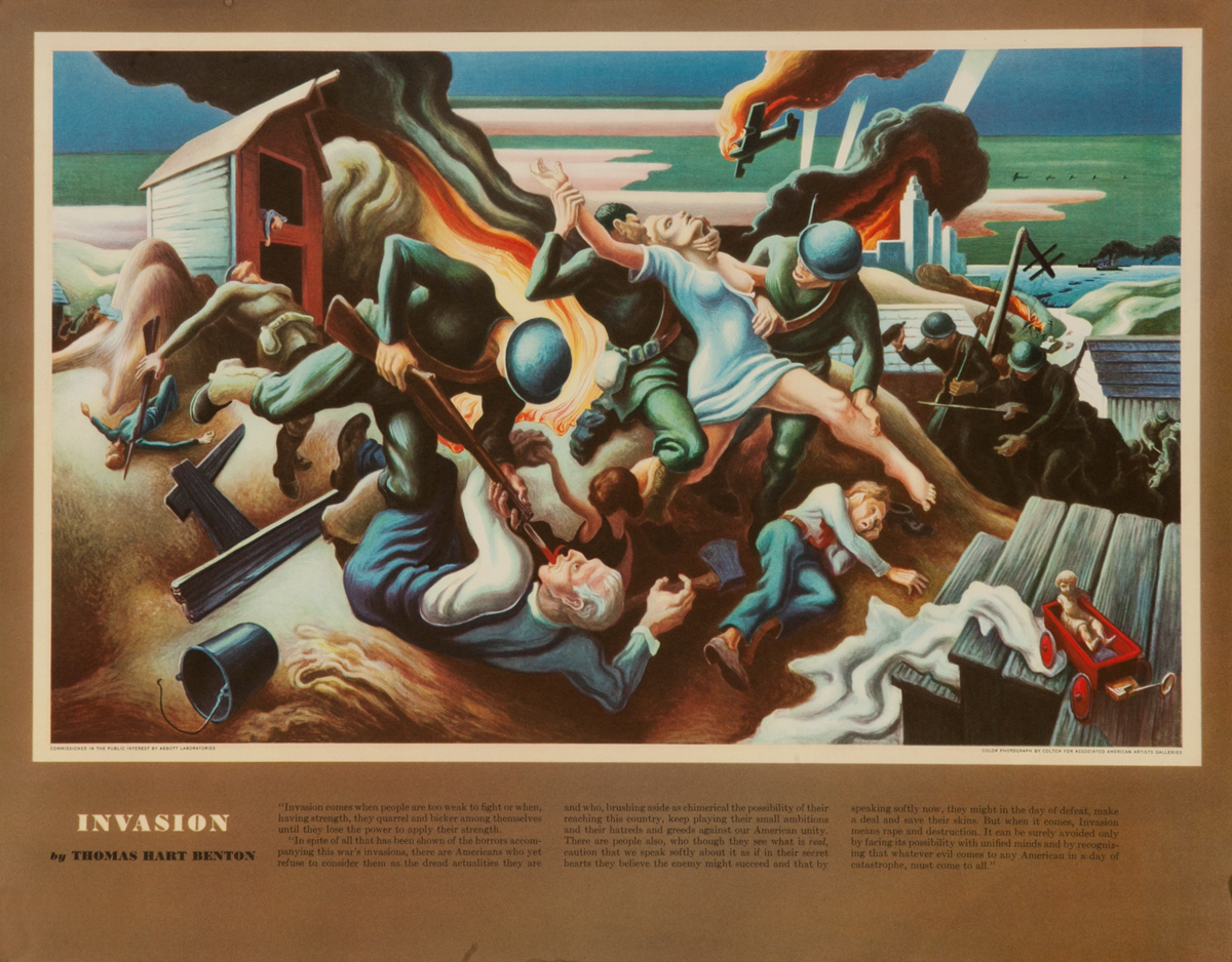 Invasion, Original Thomas Hart Benton WWII Poster