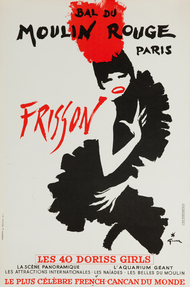 Bal du Moulin Rouge, Frisson Original French Cabaret Poster