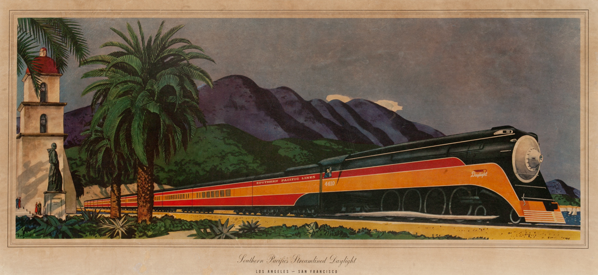 Southern Pacific's Streamlined Daylight, Los Angeles - San Francisco, Original Travel Poster