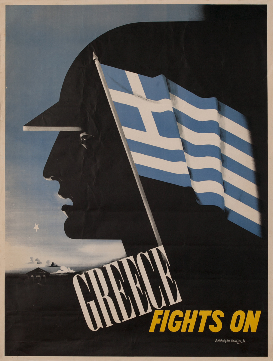 Greece Fights On, Original WWII Poster