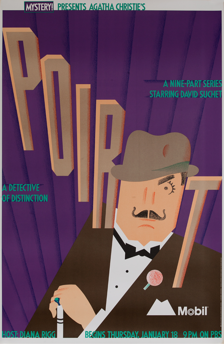 Mobil Mystery Presents - Agatha Christie's Poirot, Original Advertising Poster