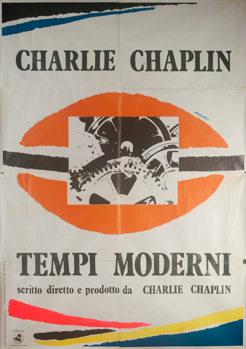 Charlie Chaplin Tempi Moderni, Modern Times Original Italian Movie Poster