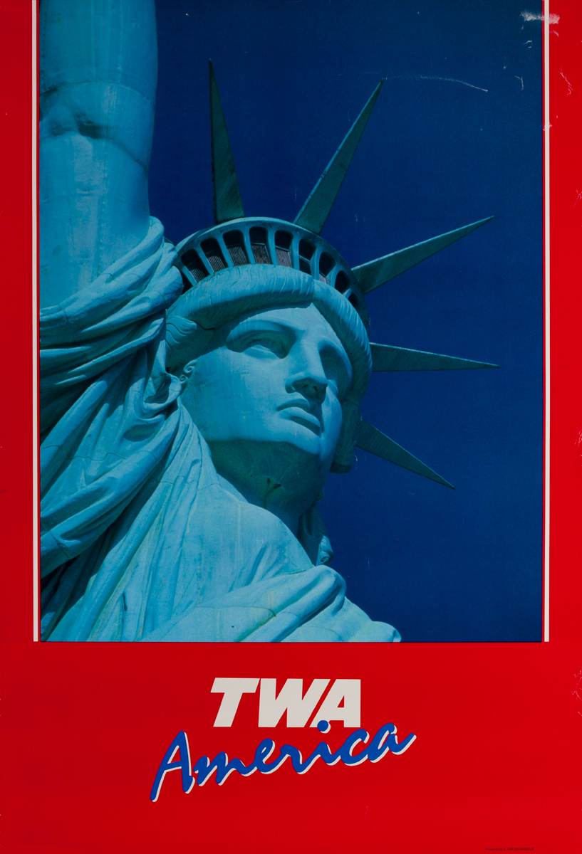 TWA America, Original Travel Poster, Statue of Liberty Photo