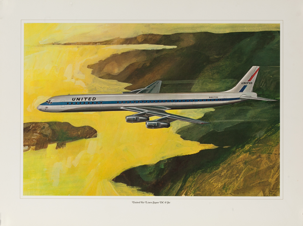 United Air Lines Super DC-8 Original Aircraft Poster