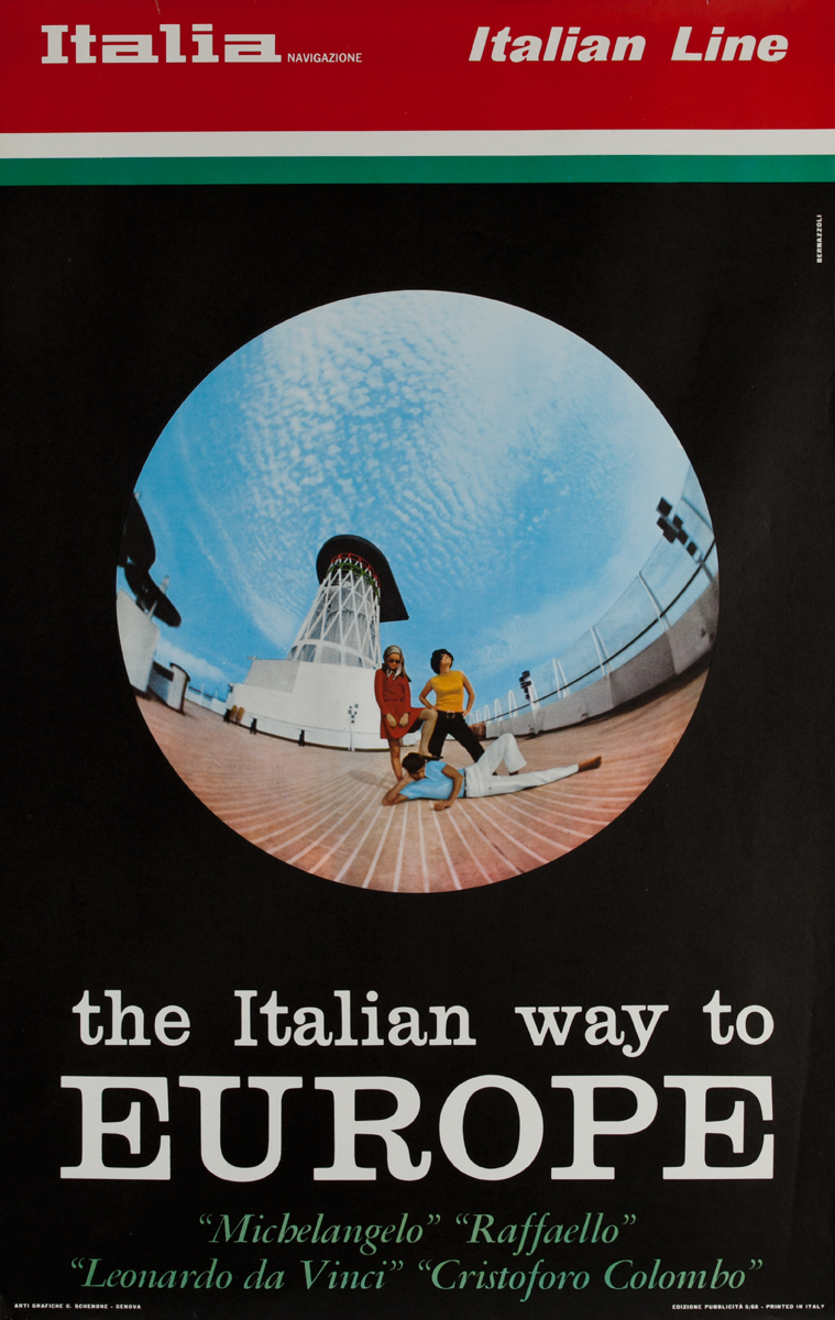 Italian Line, The Italian Way to Europe Original Cruise Line Poster