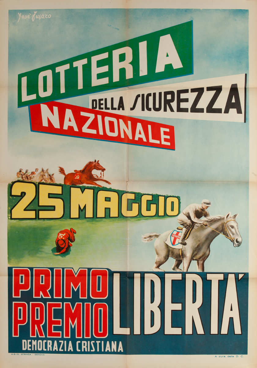 Lotteria Della Sicurezza Nazionale, Original Christian Democratic Party, Democrazia Cristiana Italian Political Poster
