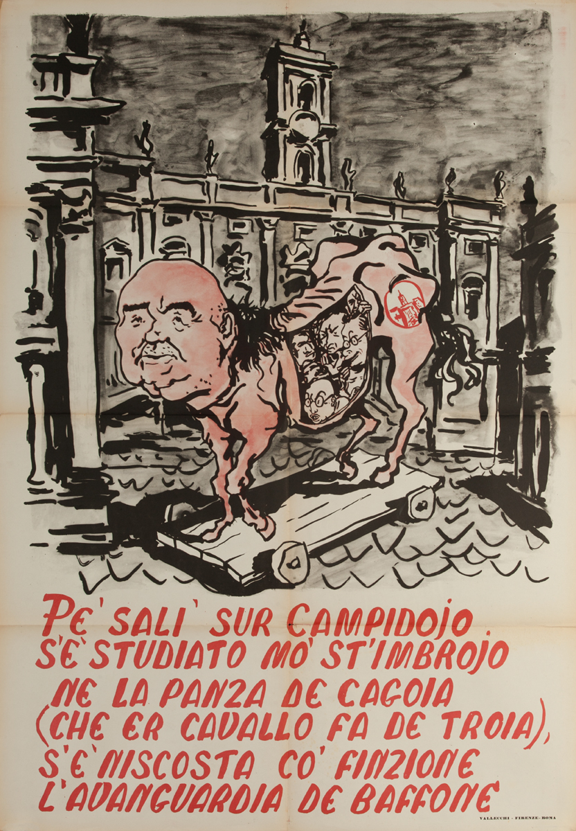 Original Italian anti-Communist Political Poster, Trojan Politican