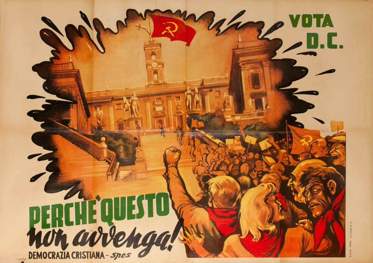 Perche Questo non Avvenga! Original Christian Democratic Party, Democrazia Cristiana Italian Political Poster