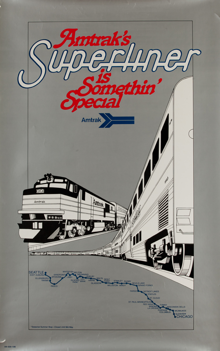 Original Amtrak Railroad Poster, Superliner is Something Special