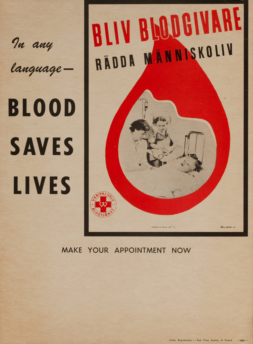 Blood Saves Lives Original Red Cross Poster