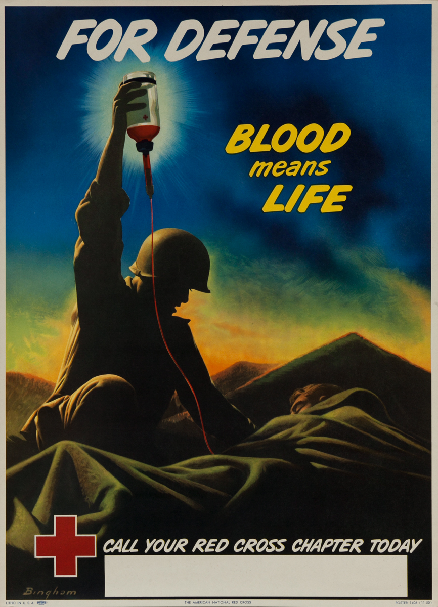 For Defense Blood Means Life, Original Red Cross Poster