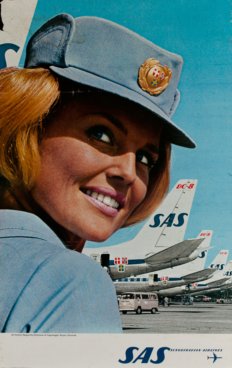 SAS Original Travel Poster Stewardess