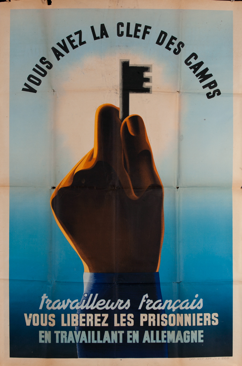 Vous Avez la Clef des Camps, You Hold the Key to the Camps, Original Viichy France WWII Poster