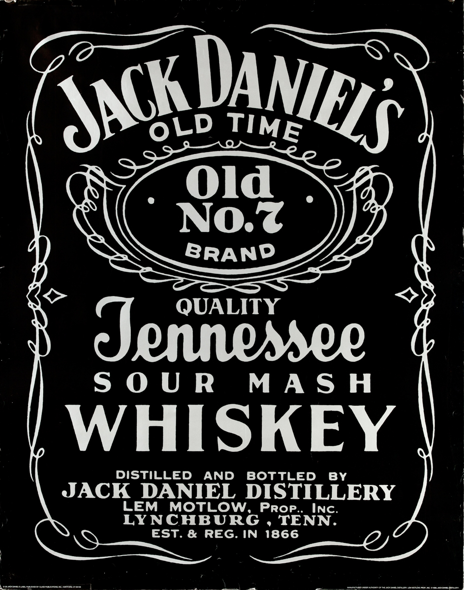 Jack Daniels Tennessee Sour Mash Whiskey Poster
