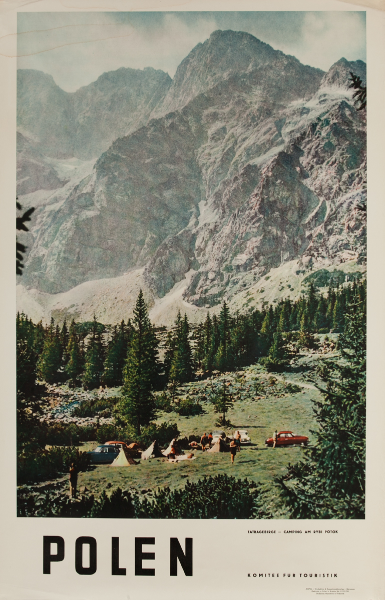 Polen, Tatragebirge - Camping am Rybi Potok, Original Polish Travel Poster