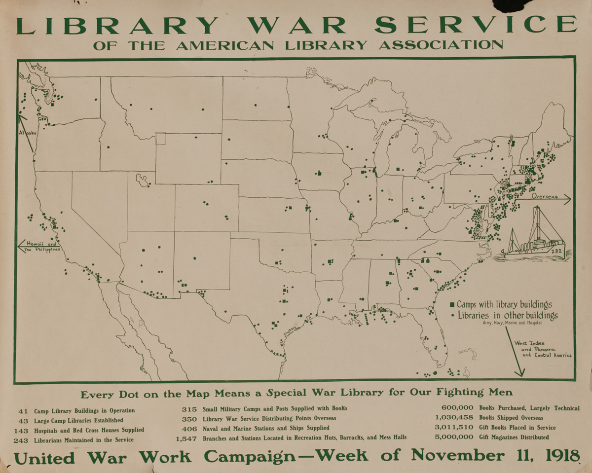 Library War Service, Original WWI American Library Association Poster
