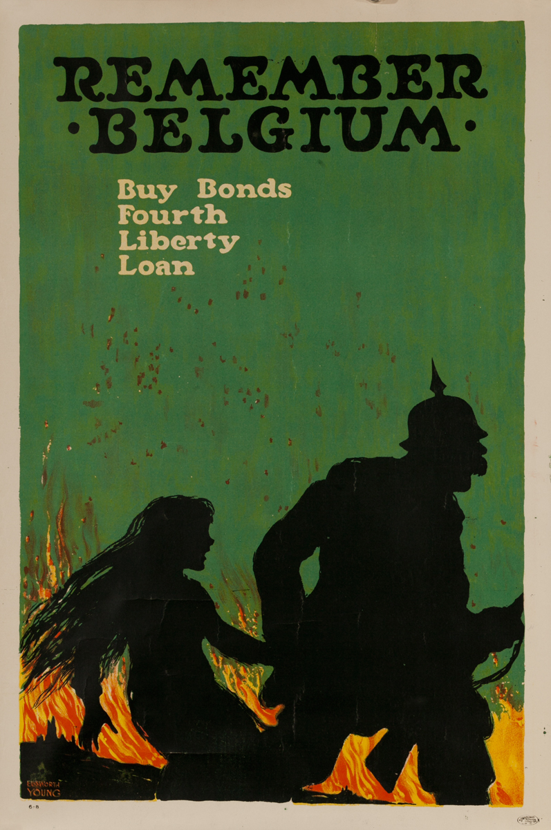 Remember Belgium Buy Bonds Fourth Liberty Loan. Original WWI Poster