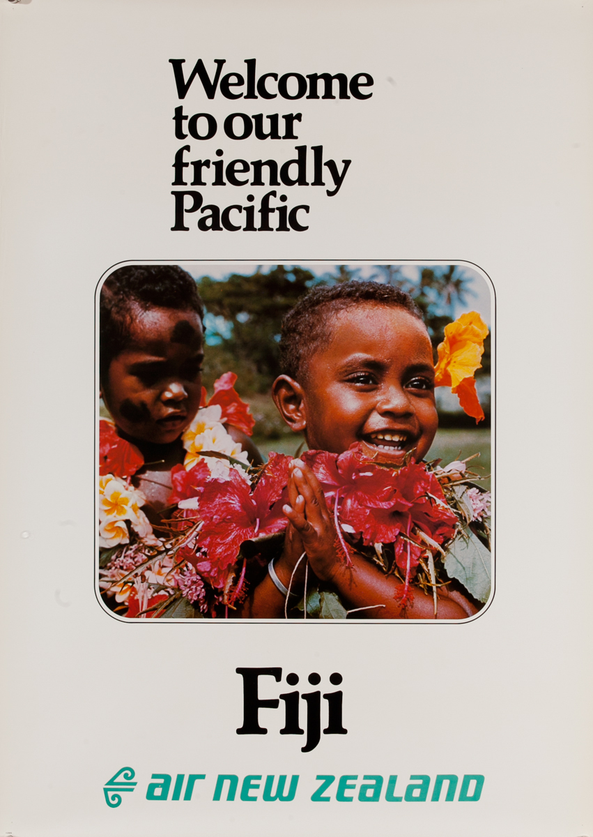 Welcome to our friendly Pacific, Fiji, Original Air New Zealand Travel Poster