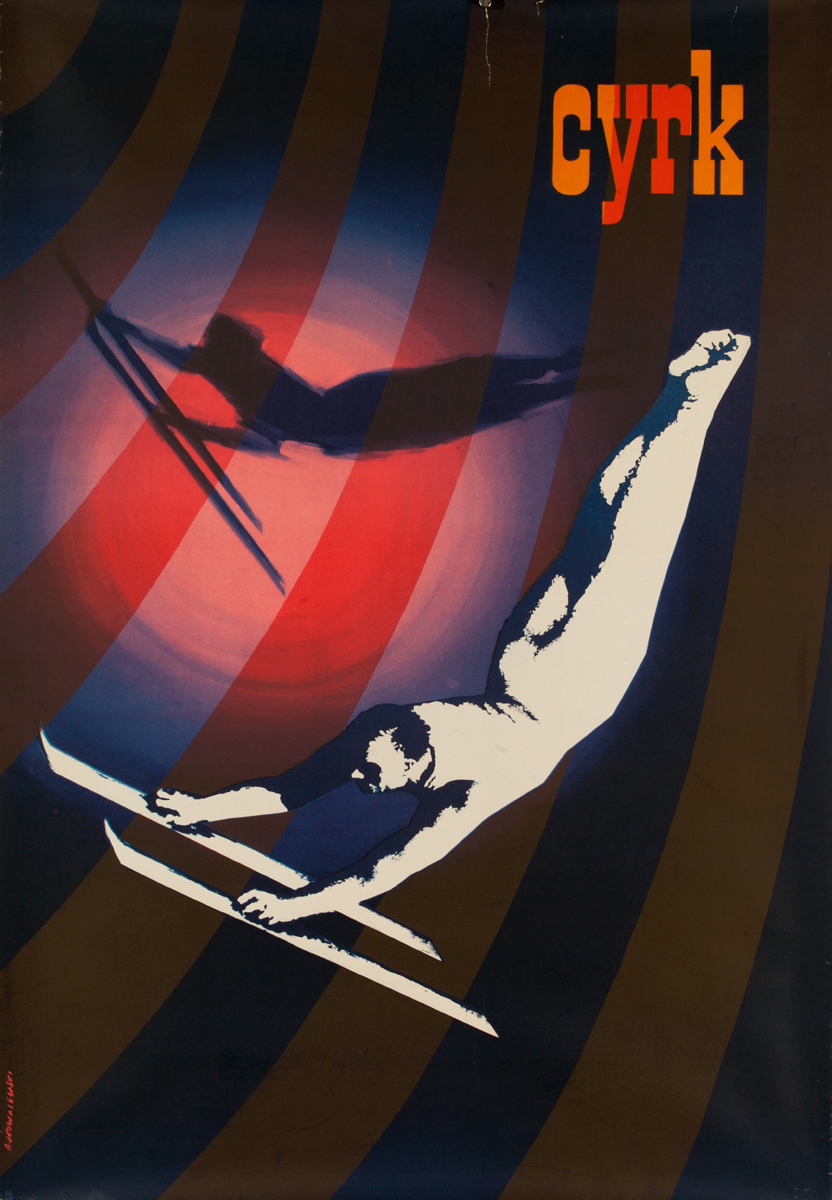 Cyrk Original Polish Circus Poster, Trapeze Act