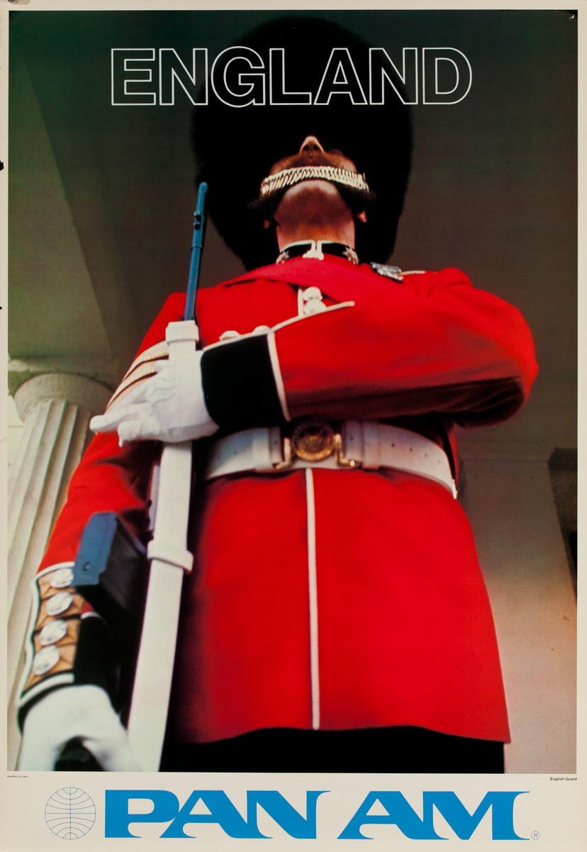England, Pan Am Original Travel Poster, English Guard Photo