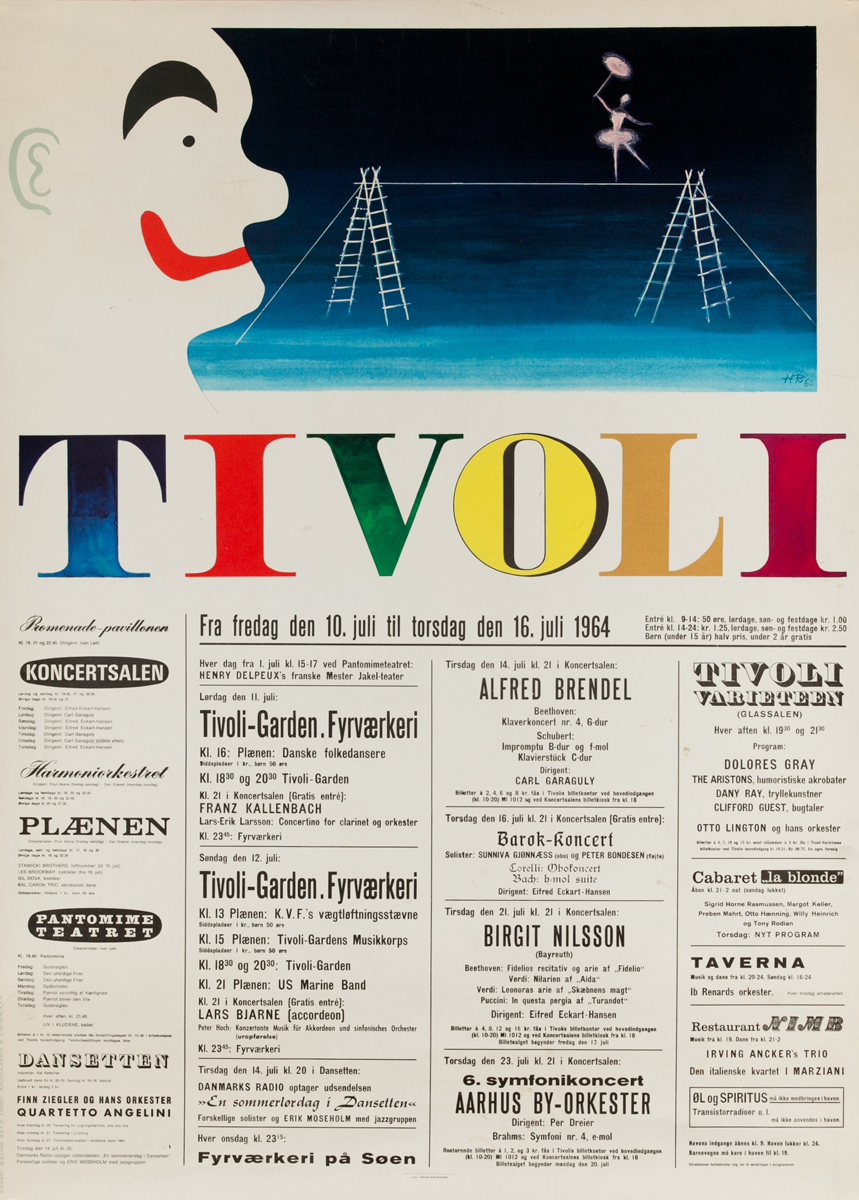 Tivoli, Original Danish Theater Poster, Concert Schedule