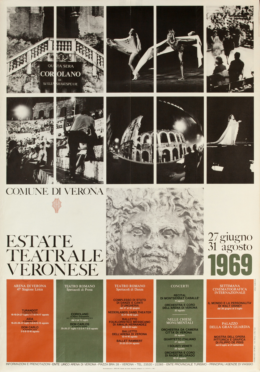 Estate Teatrale Veronese, Original Italian Opera Travel Schedule Poster