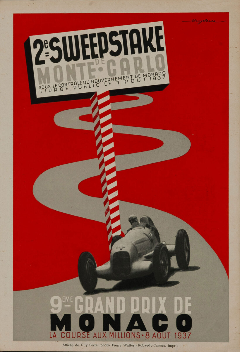 2nd Sweepstakes de Monte Carlo, 9th Grand Prix de Monaco, Original French Poster