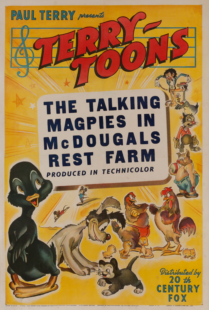 Paul Terry - Terry Toons The Talking Magpies in McDougals Rest Farm, American 1 Sheet Movie Poster