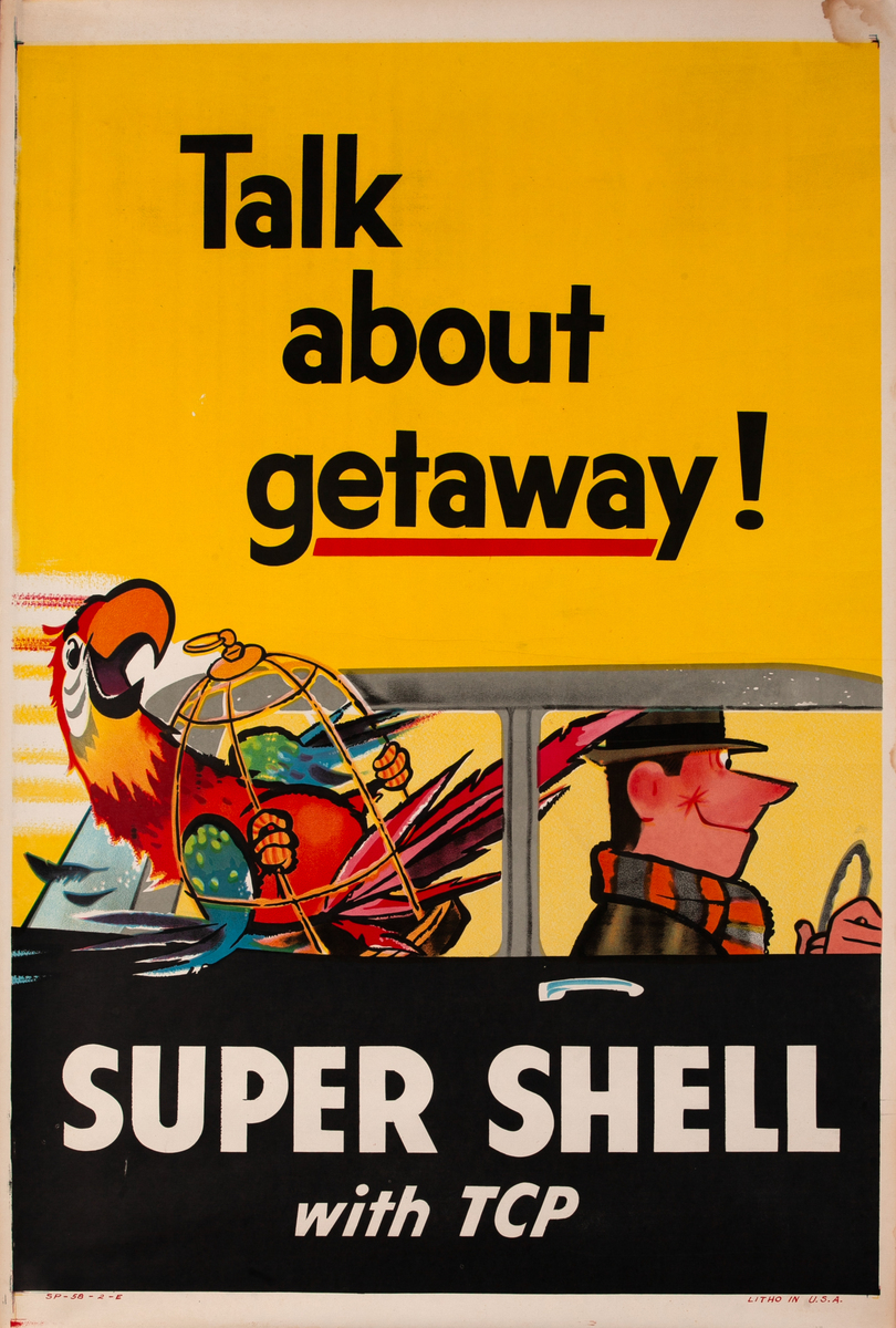 Original Shell Oil Advertising Poster Talk About Getaway