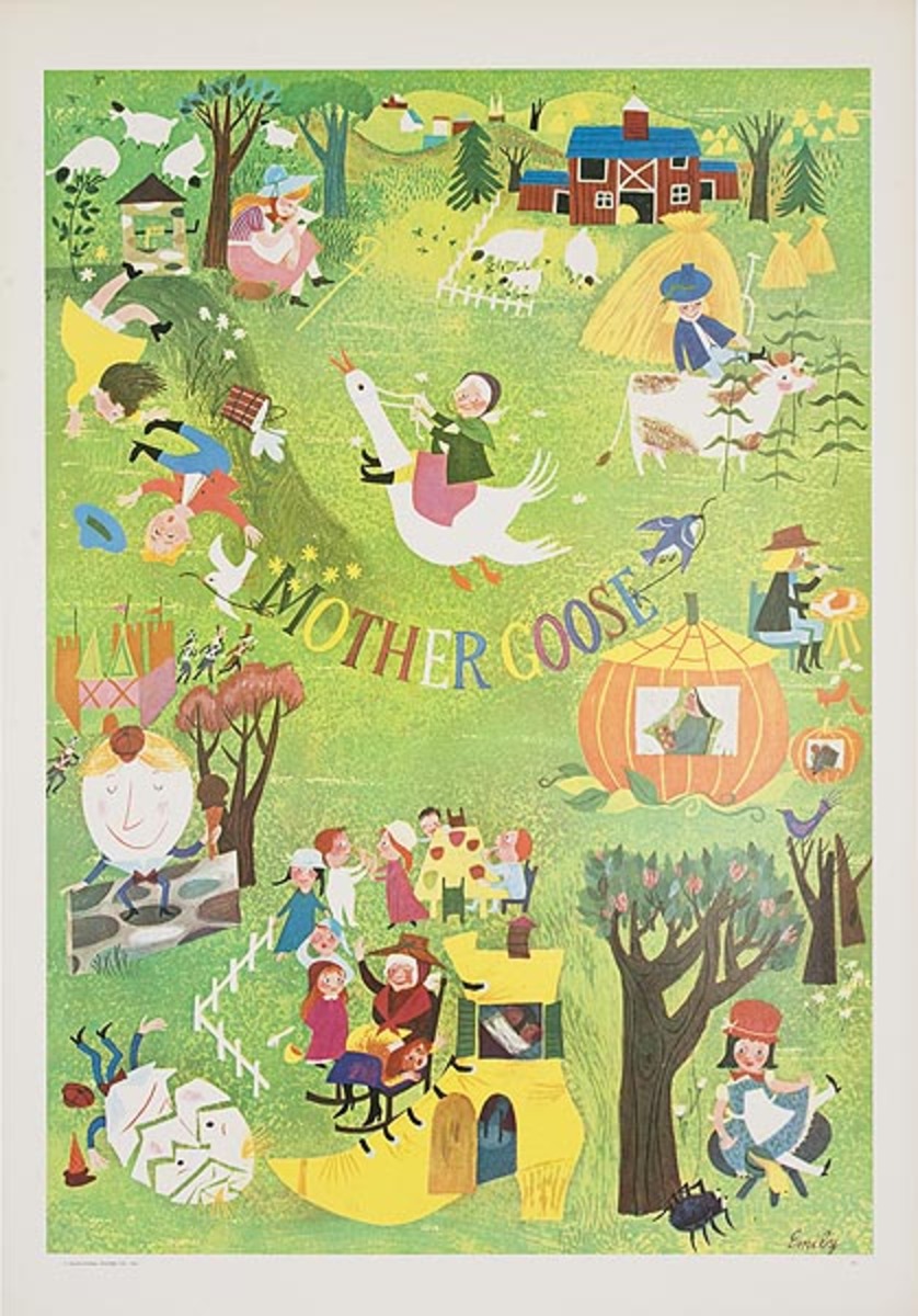 Original Educational Poster Mother Goose