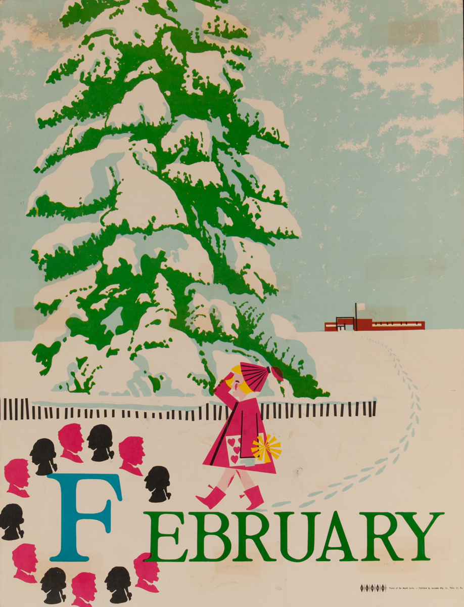 February, Color Print Holiday Poster Series, School Print