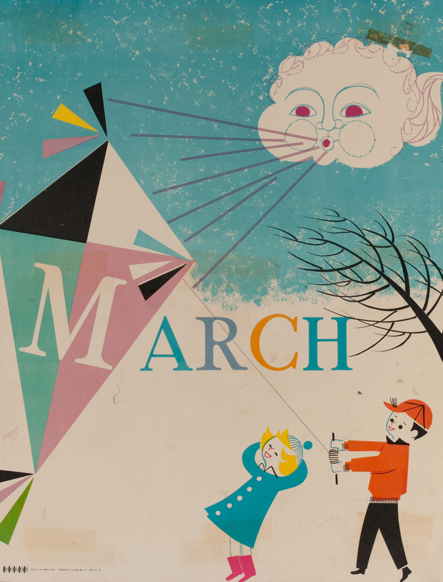 March Kite, Color Print Holiday Poster Series, School Print