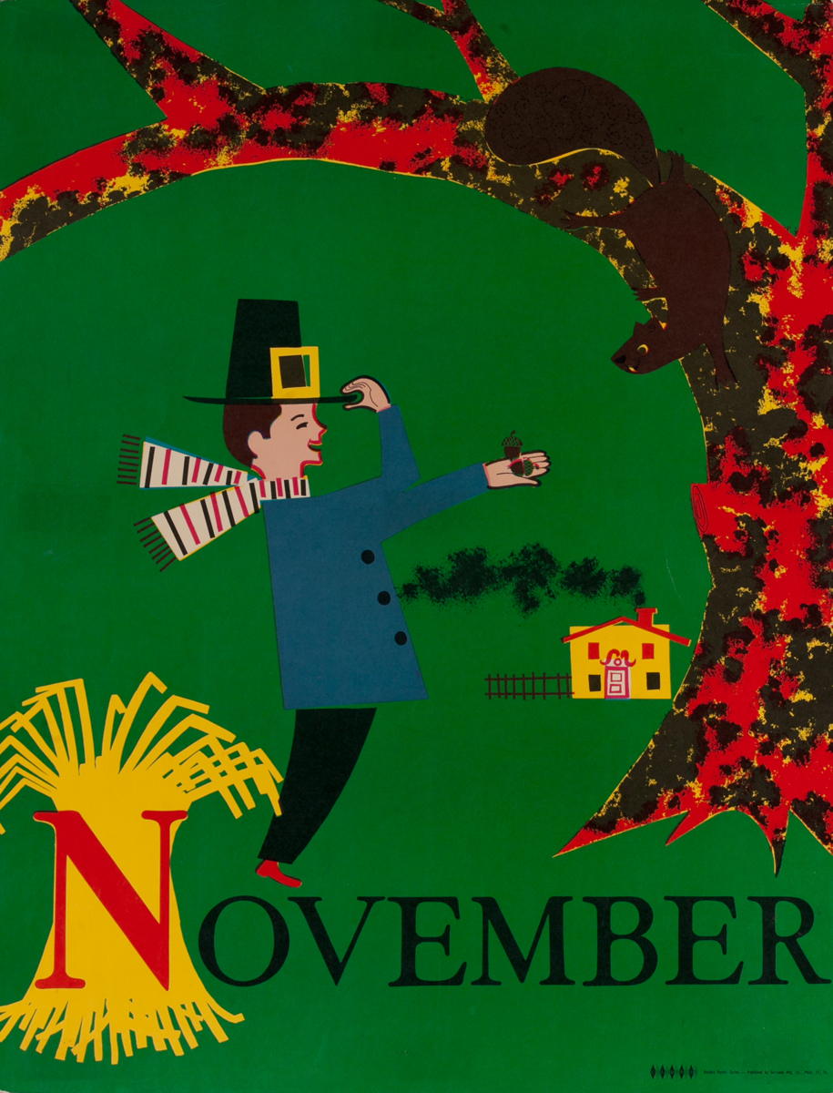 November Pilgim, Color Print Holiday Poster Series, School Print