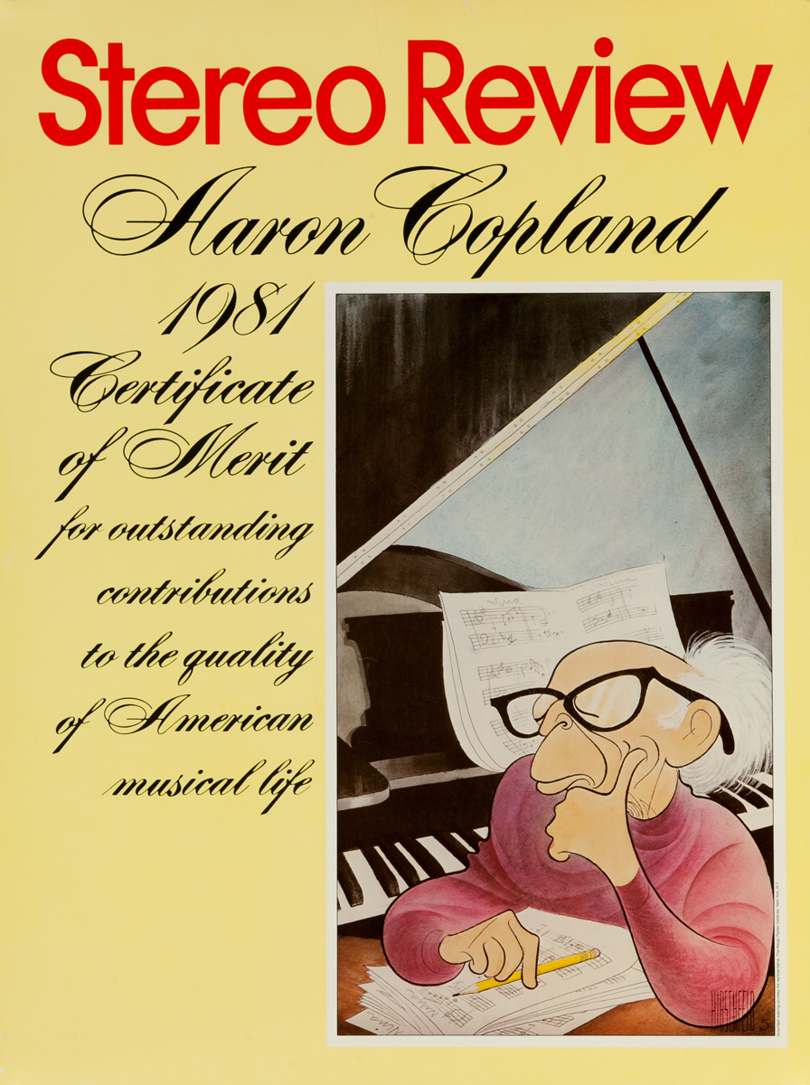 Stereo Review, Aaron Copland 1981 Certificate Of Merit Poster