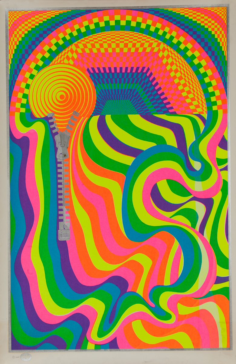 Zipper Head, Psychedelic Fluorescent Black Light Poster