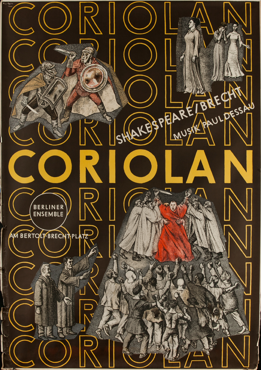 Coriolan, Shakespeare Brecht Music Berliner Ensemble Poster