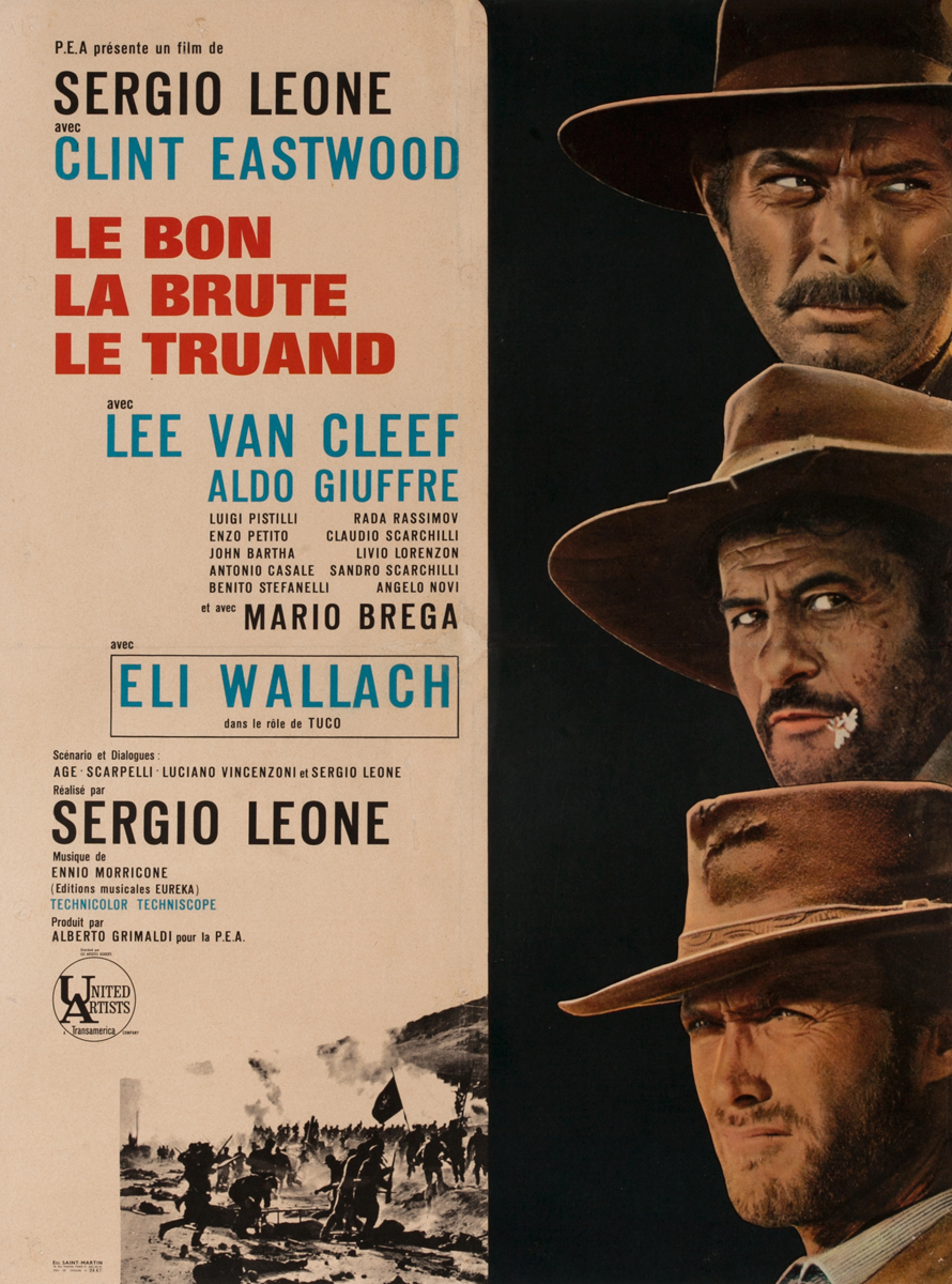The Good, The Bad, and the Ugly, French Release Movie Poster, Bon La Brute Le Truand