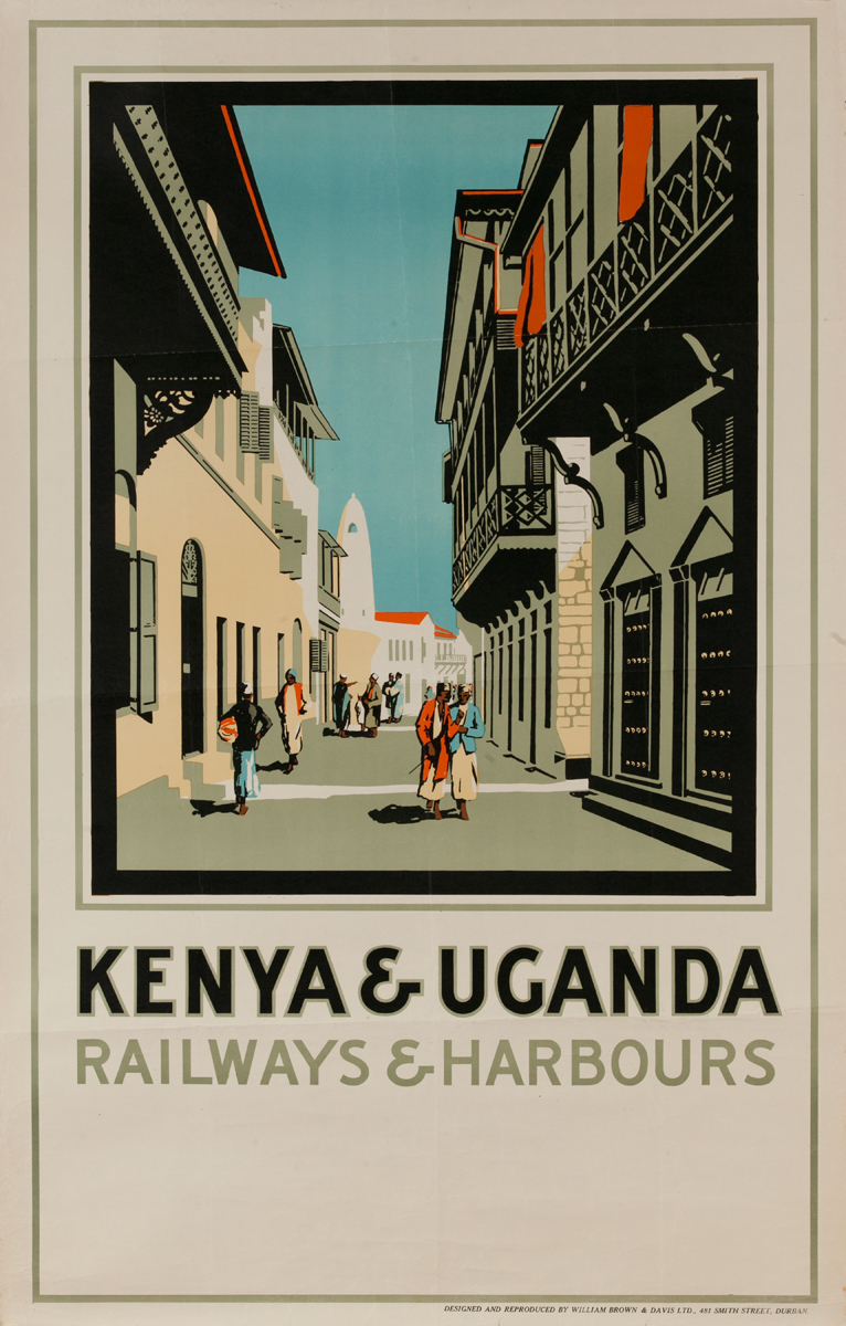 Kenya & Uganda Railways and Harbours African Travel Poster