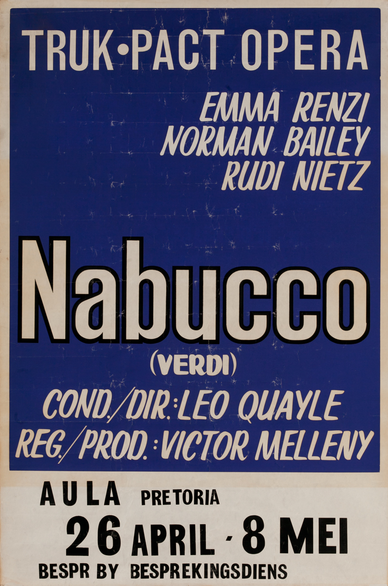 Nabucco, Truk Pact Opera, South African Poster