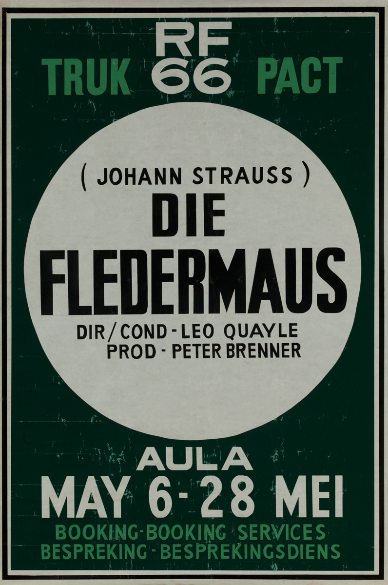 Johann Strauss, Die Fledermaus, Truk Pact Opera, South African Poster
