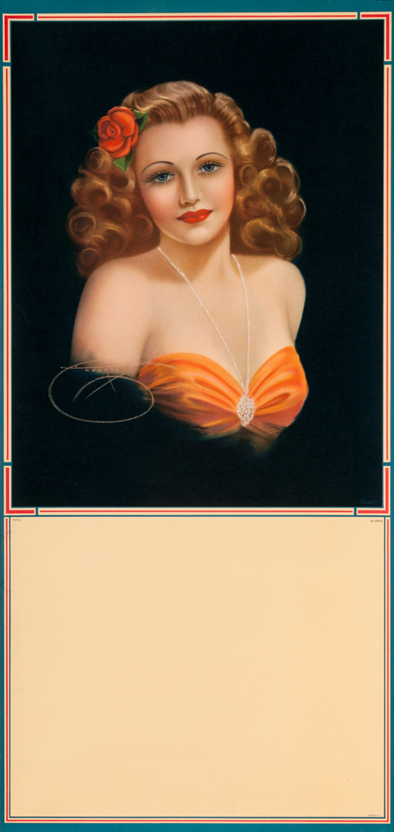 Portrait of Woman with Red Flower, Pin Up