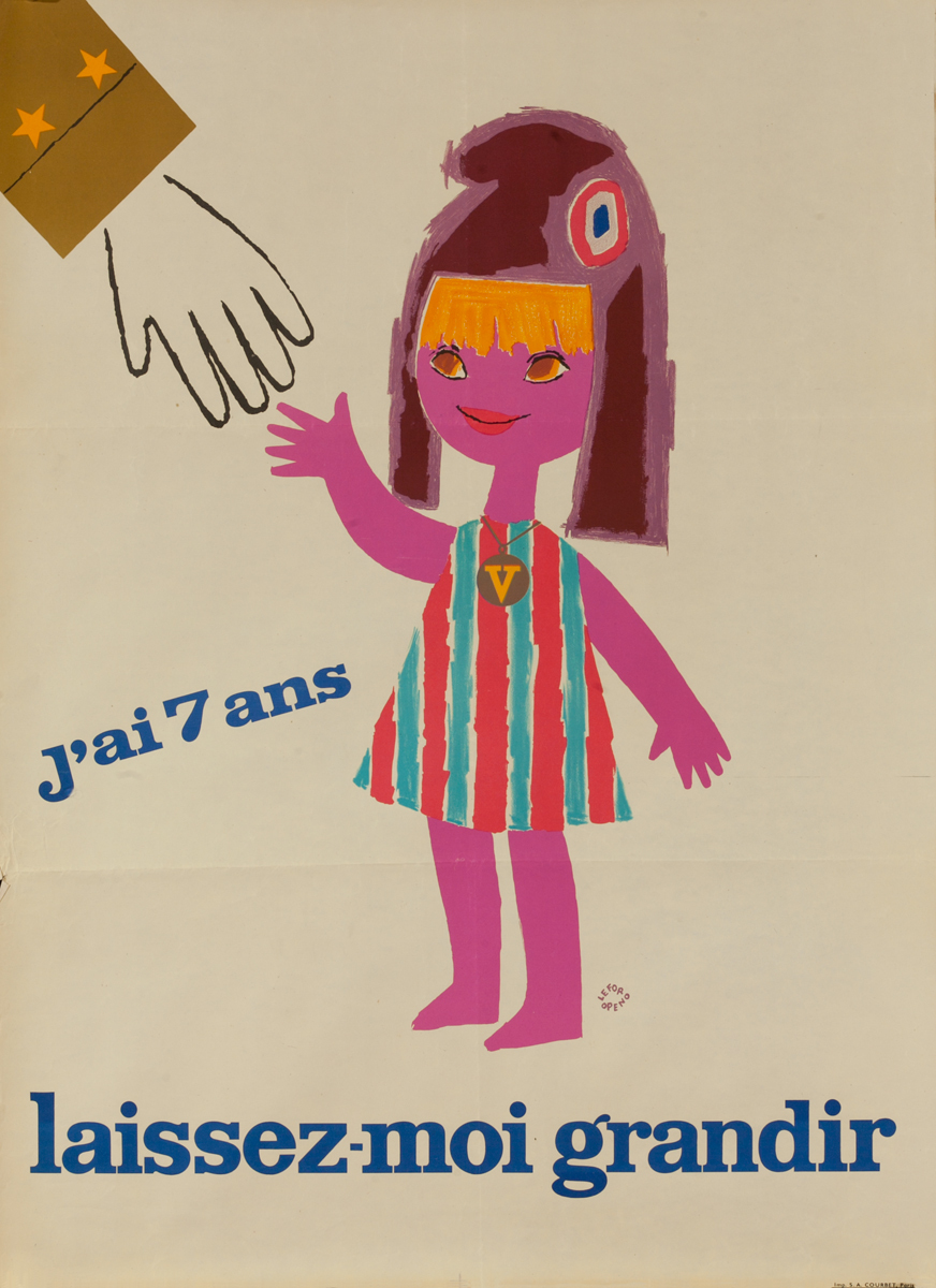 J'ai 7 ans Laissez Moi Grandir, Charles De Gaulle French Political Poster