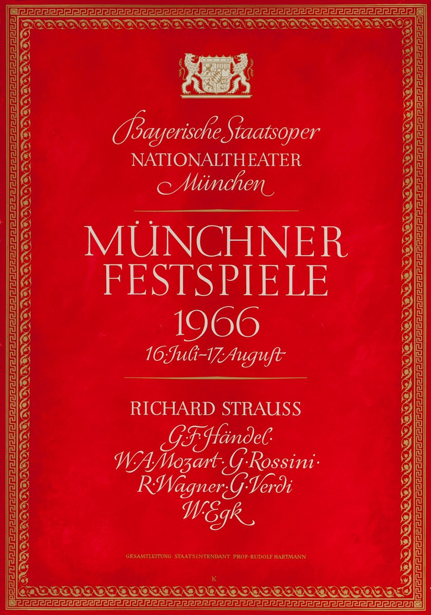 Bayerische Staatsoper Munchner Festspiele Concert Poster