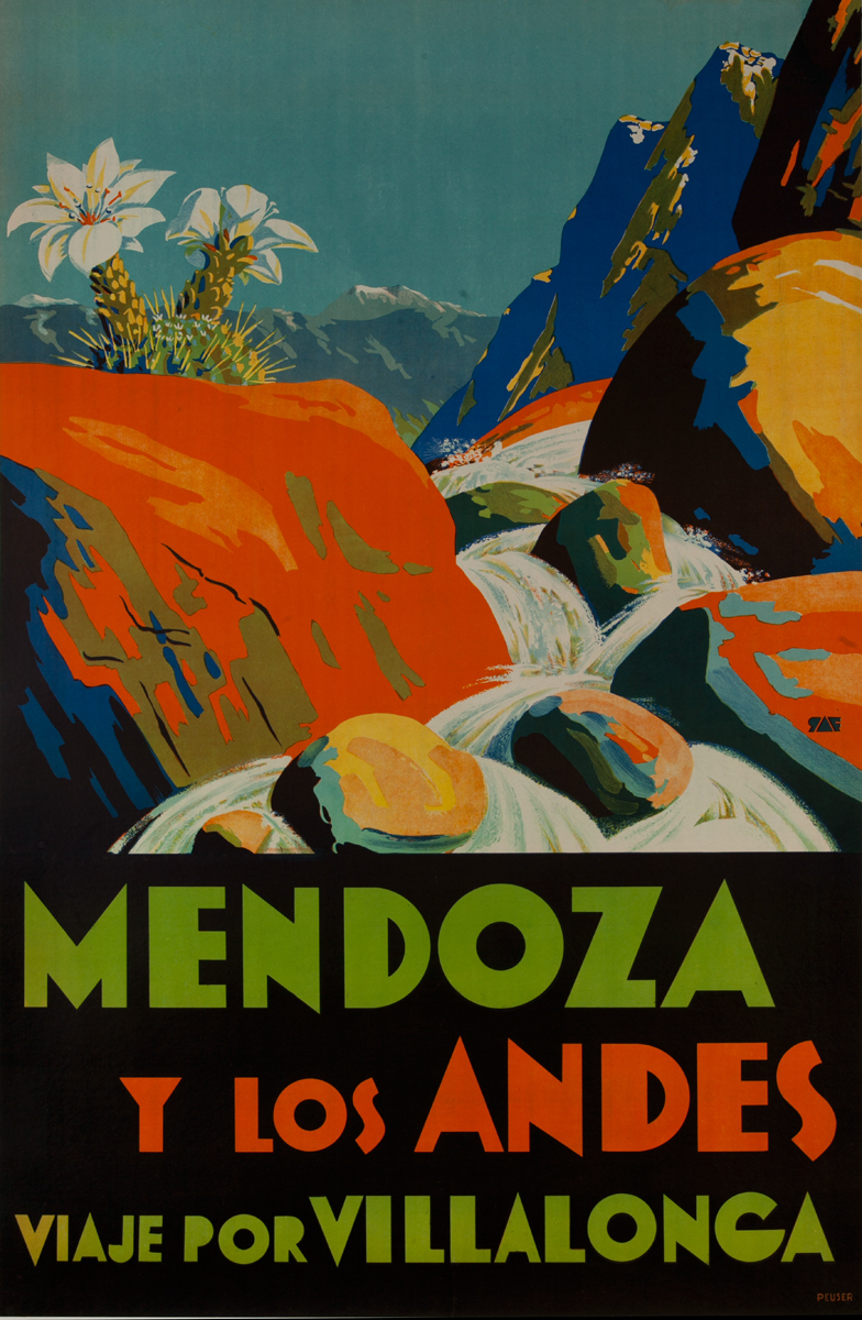 Mendoza Y los Andes Viaje Por Villalonga, Argentina Travel Poster