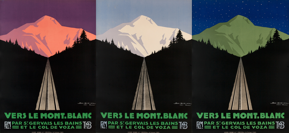 Vers le Mont Blanc, Par St Gervais Les Bains Et Le Col De Voza, PLM Travel Poster Tryptich
