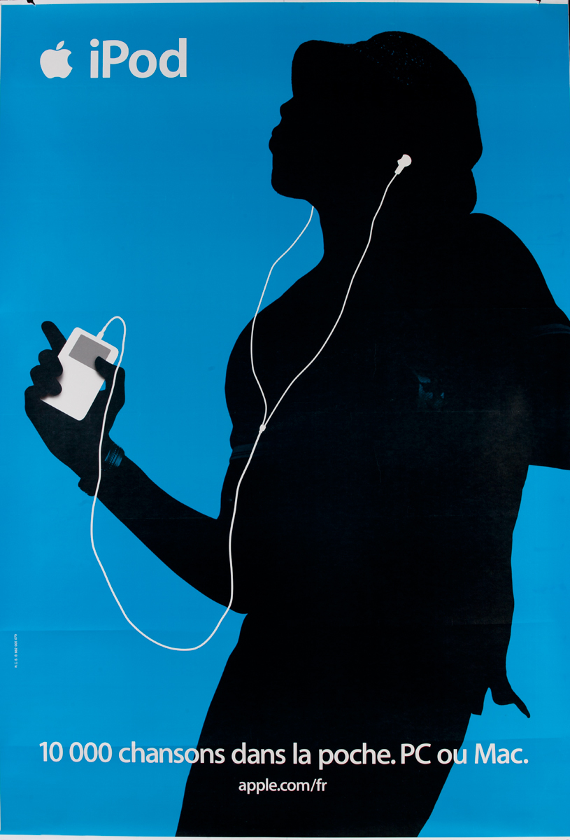 iPod French Apple Advertising Poster Blue 10,000 Chansons dans la Poche