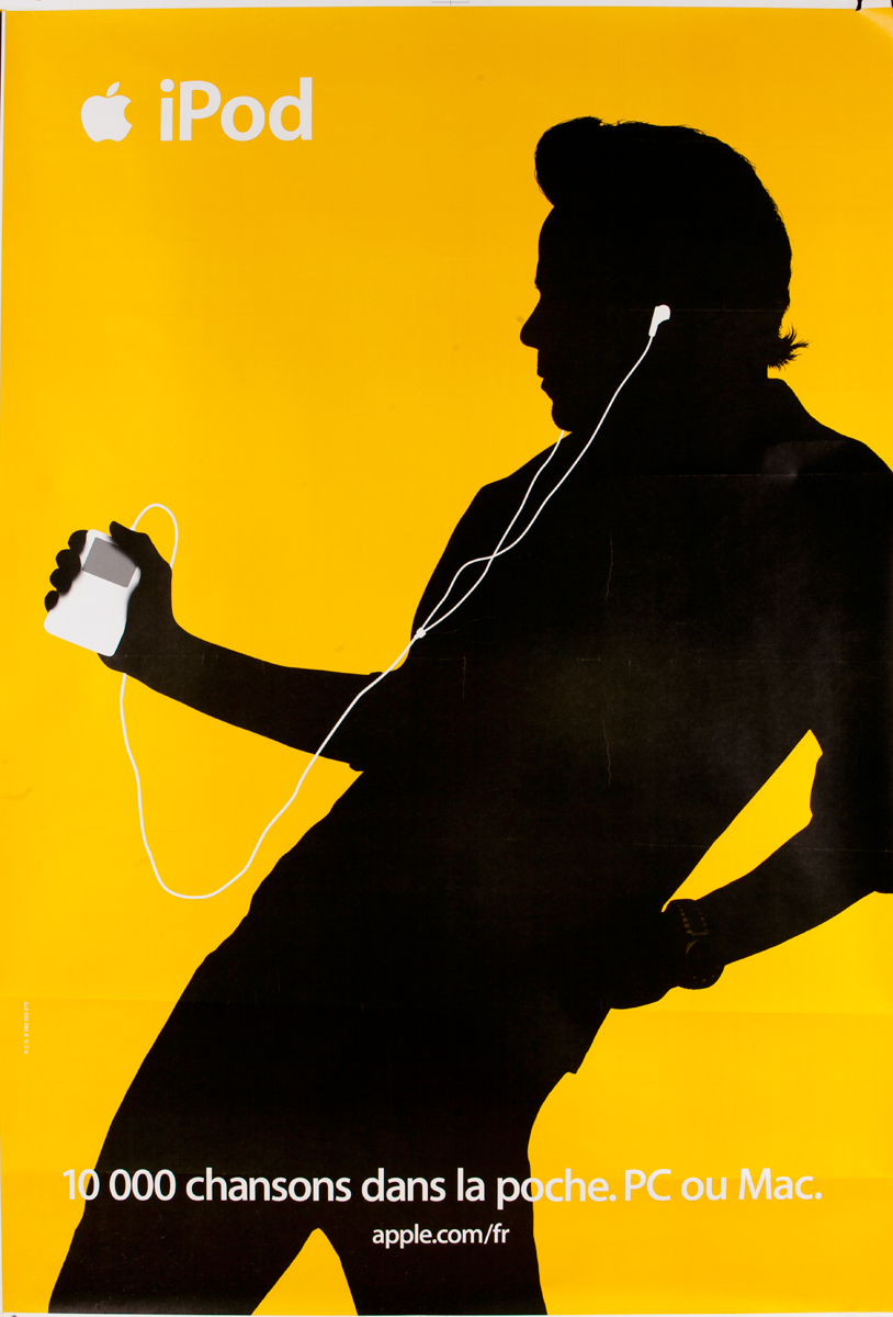 iPod French Apple Advertising Poster Yellow, 10,000 Chansons dans la Poche